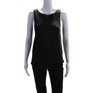 Designer Women's Scoop Neck Sleeveless Open Back Tank Top Black Size S